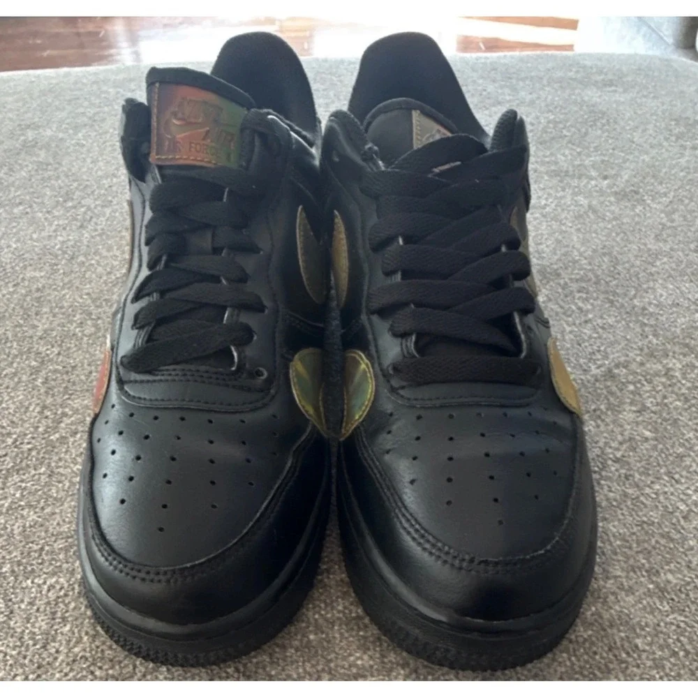 Nike Air Force 1 Low Mens 8.5 Black Iridescent Good Holographic Multi-Color AF1